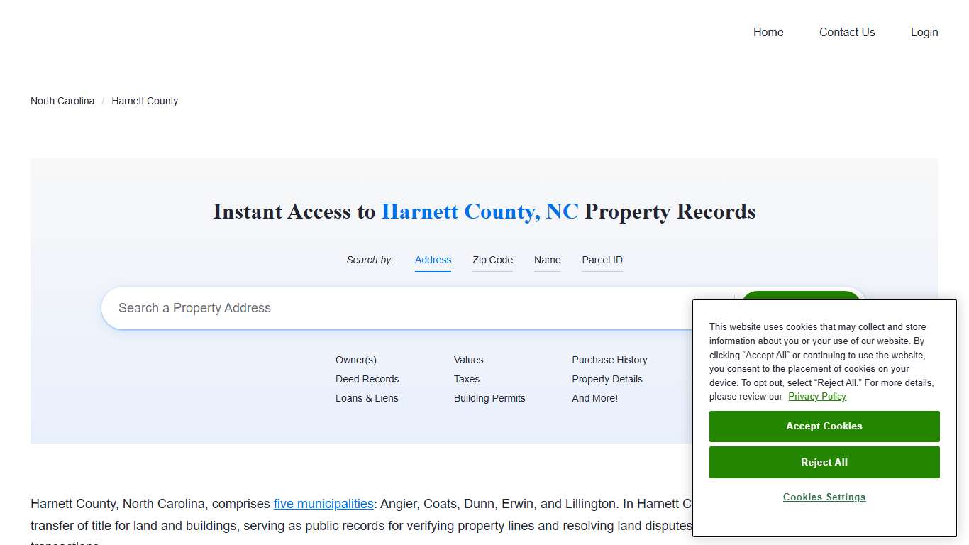 Harnett County Property Records | Owners, Deeds, Permits